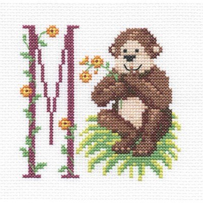 Kit tableau point de croix initiale petit singe - DMC