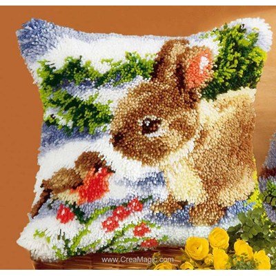 Kit coussin point noue Vervaco lapin et rouge gorge