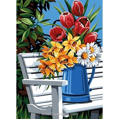 Vase de fleurs bleu canevas - SEG