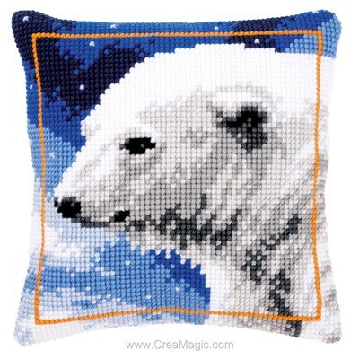 Kit coussin Vervaco portrait d'ours blanc au point de croix