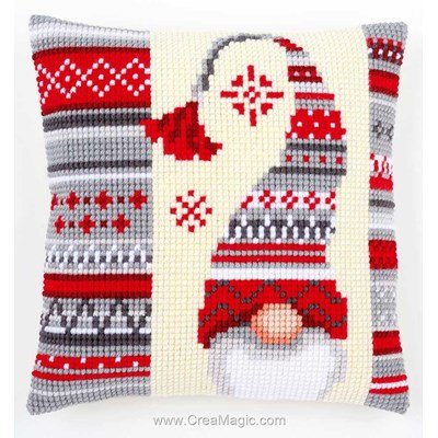 Coussin Vervaco au point de croix le lutin de noël