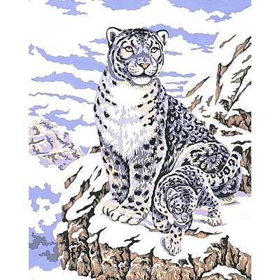 Canevas léopard blanc et son petit - Collection d'art