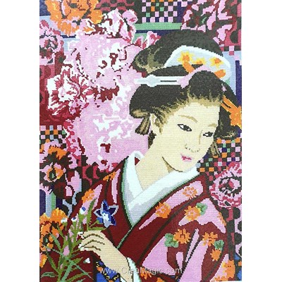 Geisha d'asie kit tableau Marie Coeur point de croix