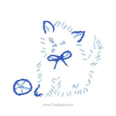 Kit broderie traditionnelle chaton bleu d'Au Fil De L'Ange