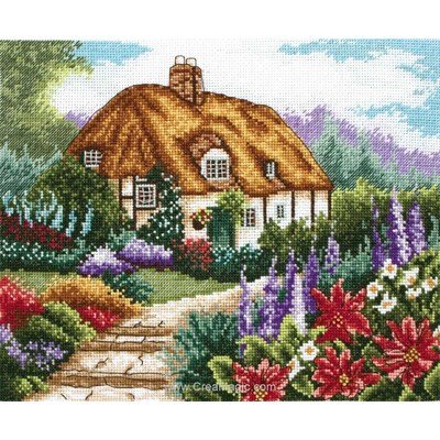 Anchor broder en point de croix cottage garden in bloom