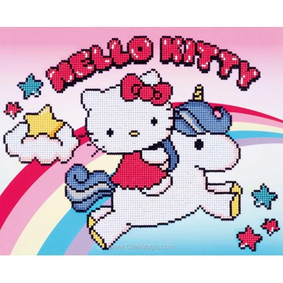 Kit broderie diamant Vervaco hello kitty avec licorne