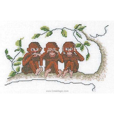Three wise monkeys sur lin kit Thea Gouverneur à broder