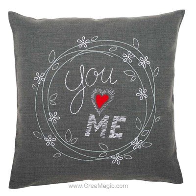 Coussin red heart love en broderie traditionnelle imprimée - Vervaco PN-0156053