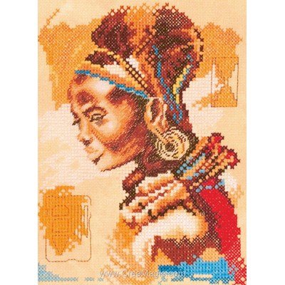 African woman - small sur etamine broder en point de croix - Lanarte