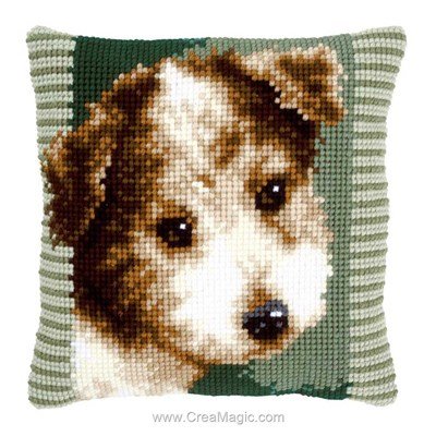 Coussin fox terrier de Vervaco au point de croix