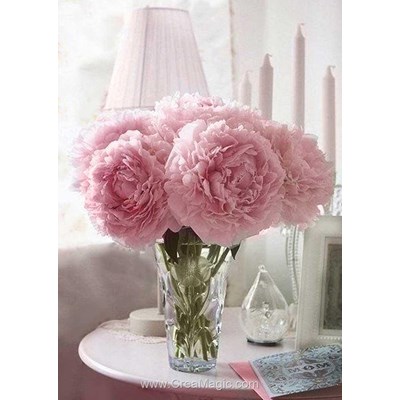 Kit broderie diamant soft peonies de Wizardi