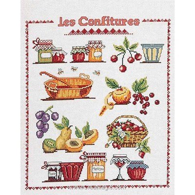 Tableau broderie point de croix les confitures de Marie Coeur