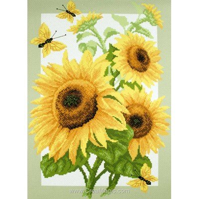 Broderie imprimée tournesols sunflowers sur aida de Collection d'art