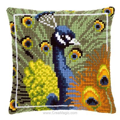 Coussin point de croix Vervaco paon fier