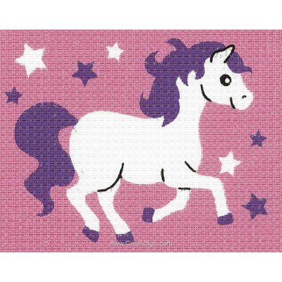 Kit canevas Vervaco pour enfant petit poney rose