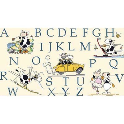 Fiche de broderie d'Anagram au point de croix abc vaches