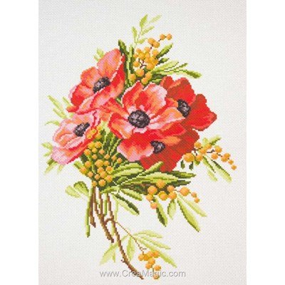 Broderie imprimée bouquet roses sur aida Collection d'art