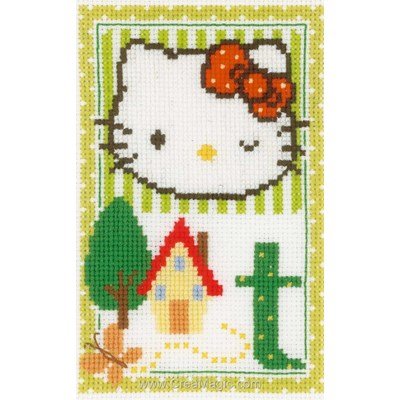 Modèle broderie au point de croix Vervaco hello kitty lettre t