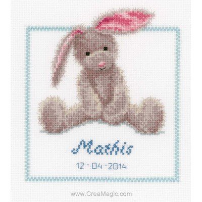 Kit broderie baby naissance Vervaco doudou lapin