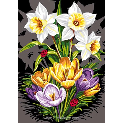 Canevas Fleurs et plantes - Crocus et narcisses - Mimo Verde