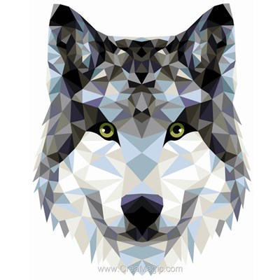 Peinture par numéro - Painting by numbers .  Wolf polygonal style - Wizardi