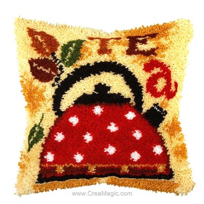 Coussin point noue théière à pois - Orchidea