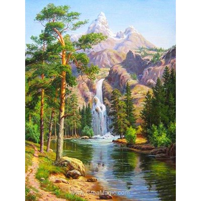 Broderie diamant Diamond Painting mountain waterfall