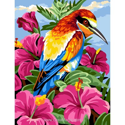 Oiseau exotique et hibiscus canevas - Margot