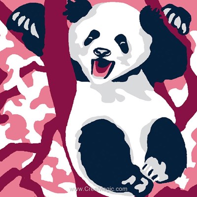Kit canevas a broder pour enfants panda dans l'arbre de Luc Création