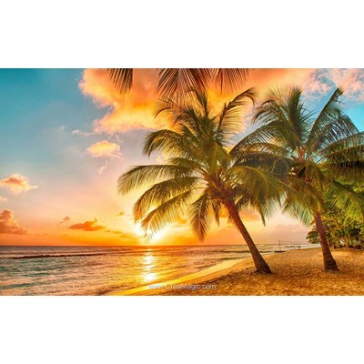 Kit broderie diamant coucher de soleil tropical - Diamond Painting