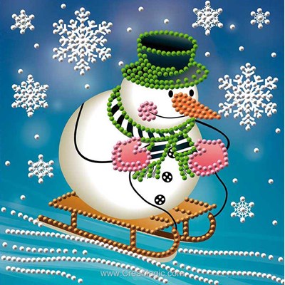 Kit broderie diamant snowman on the sledge - Diamond Painting