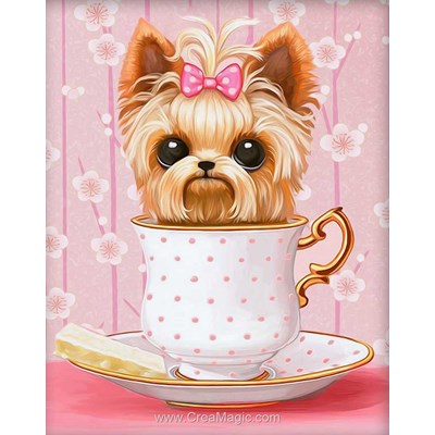 Kit broderie diamant dog in the cup de Diamond Painting