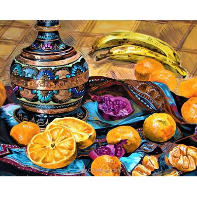 Broderie diamant plateau de fruits oriental de Collection d'art