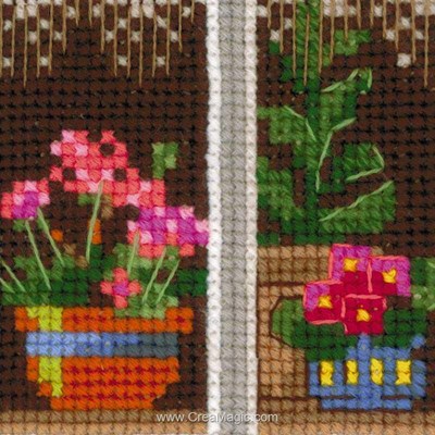 Kit Point De Croix Permin 'Fenêtre D'hiver' - Taille 24x24cm Sur Aida 14ct - Modèle 92-9178 - Neuf