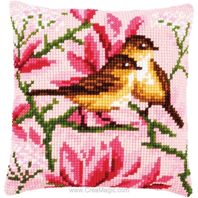 Kit coussin point de croix oiseaux et magnolias de Vervaco