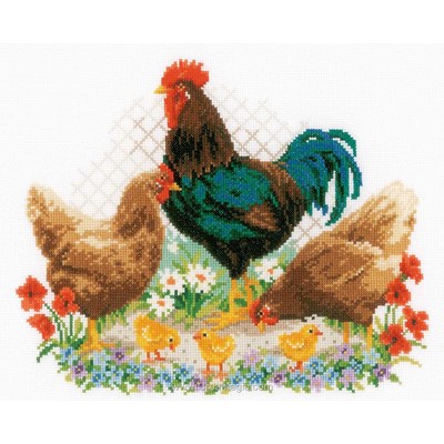 Broderie au point de croix compté le coq et les poules - Vervaco