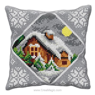 Kit coussin portrait de cristaux - le chalet au point de croix Orchidea