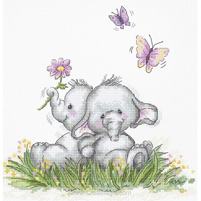 Broderie Amour et Amitié - Elephant duo - Luca-S