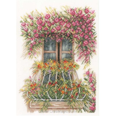 Balcon de fleurs kit broderie point compté - Lanarte