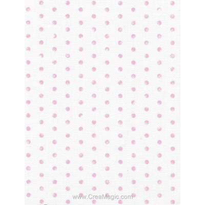 Toile aïda impression - Toile à broder aida 7.0 pts pois roses - 40x30 cm - MP Studia
