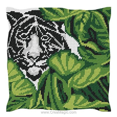 Kit coussin au demi point Luc Création tigre blanc