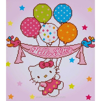 Kit broderie diamant hello kitty avec ballons - Vervaco