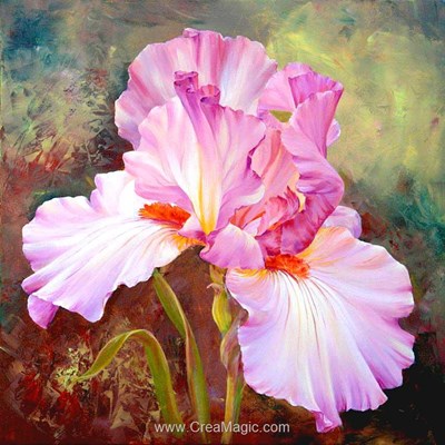 Kit broderie diamant pink irises - Diamond Painting