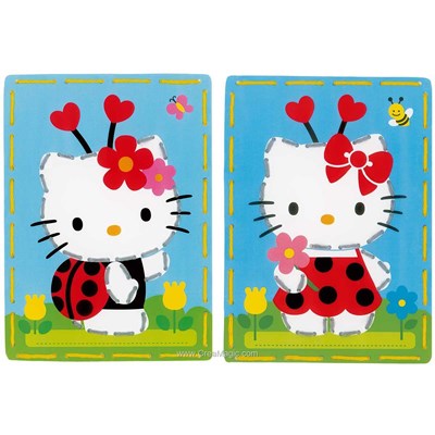 Carte à broder enfants Vervaco hello kitty coccinelle - lot 2