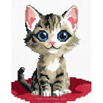 Broderie Traditionnelle Chat angora - Marie Coeur