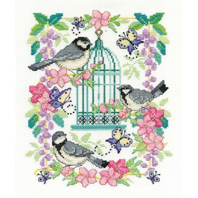 Cage aux oiseaux broderie au point compté - DMC