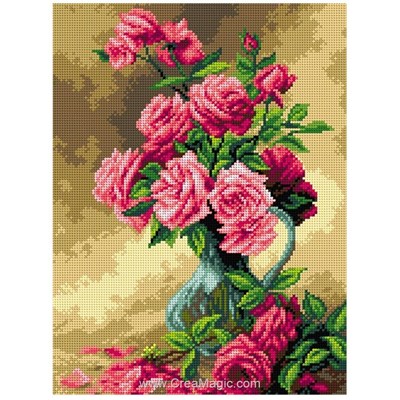 Canevas Fleurs et plantes - Canevas vase de roses entrelacées - Orchidea