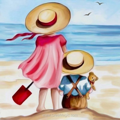 Broderie diamant fraternité sur la plage - Diamond Painting