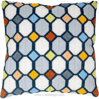Kit coussin au point lancé Vervaco carreaux