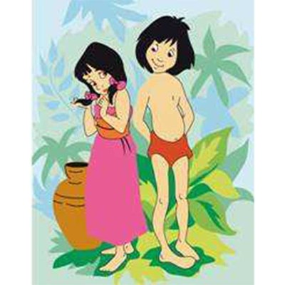 Mowgli et shanti - livre de la jungle canevas - DMC